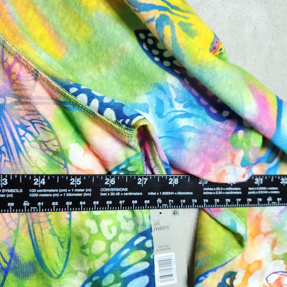 Ali Miles Womens 2X Butterfly Dragonfly Print 3/4 Sleeve Top Multicolor A15324TW - Picture 7 of 8